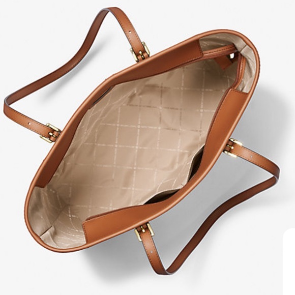 MICHAEL KORS VANILLA SIGNATURE COLOR JET SET TRAVEL LARGE LOGO TOTE BAG - Picture 10 of 15